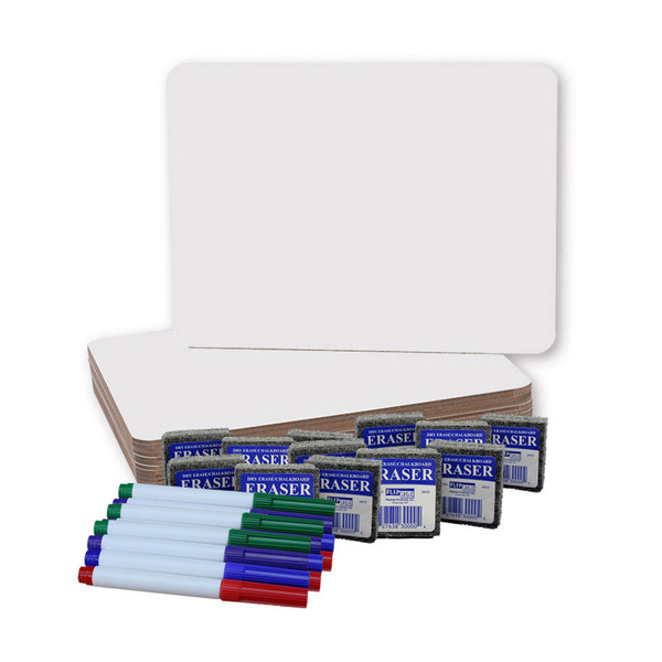 Flipside Magnetic Dry Erase Boards (9" X 12") With Colored Pens & Erasers, Set Of 12 FLP31004