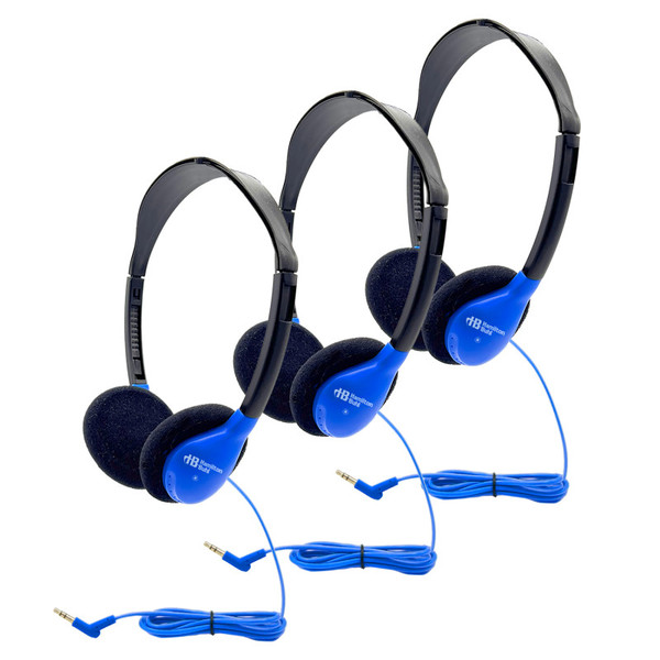 Hamiltonbuhl Personal On-Ear Stereo Headphone, Blue, Pack Of 3 HECHA2BLU-3