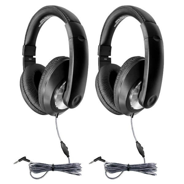 Hamiltonbuhl Smart-Trek Deluxe Stereo Headphone With In-Line Volume Control & 3.5Mm Trs Plug, Pack Of 2 HECST1BK-2