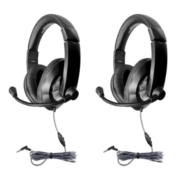 Hamiltonbuhl Smart-Trek Deluxe Stereo Headset With In-Line Volume Control & 3.5Mm Trrs Plug, Pack Of 2 HECST2BK-2
