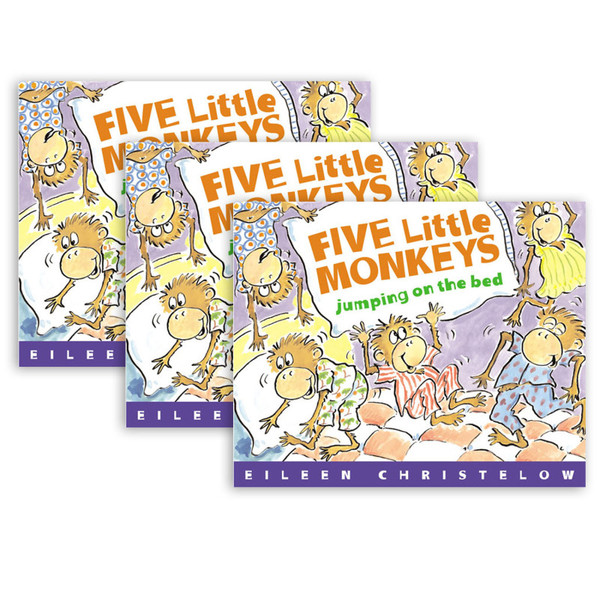 Houghton Five Little Monkeys Jumping On The Bed Book, Pack Of 3 HO-395557011-3