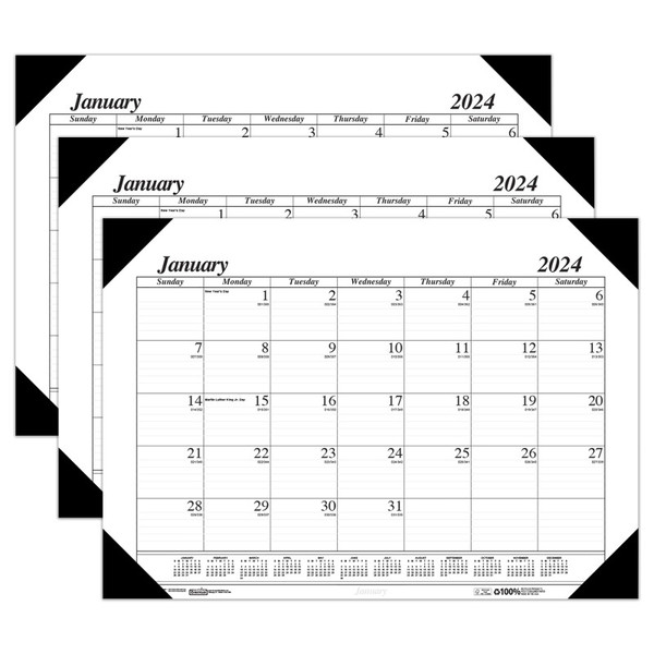 House Academic Economy Desk Pad, 12 Months, January-December, Pack Of 3 HOD12402-3