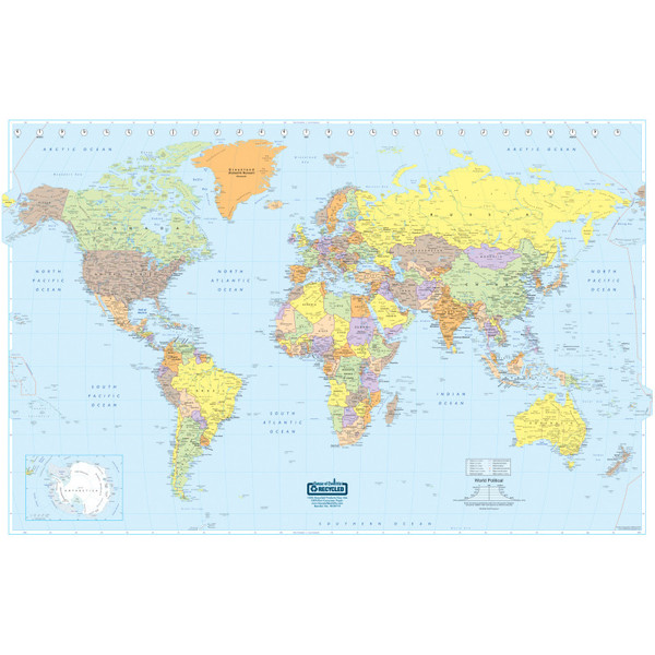 House Laminated World Map, 50" X 33" HOD710