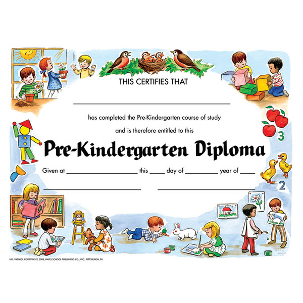 Hayes Pre-Kindergarten Diploma, 8.5" X 11", Pack Of 30 H-VA200CL