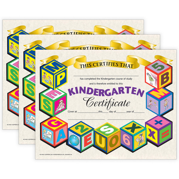 Hayes Kindergarten Certificate, 8.5" X 11", 30 Per Pack, 3 Packs H-VA501-3