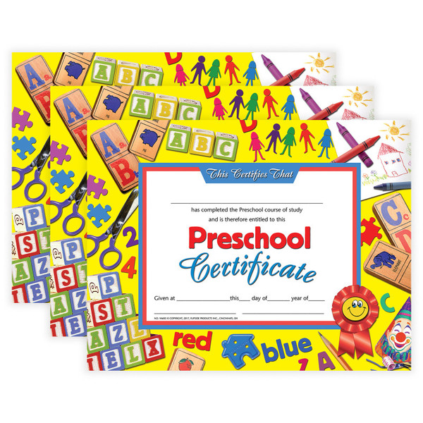 Hayes Preschool Certificate, 8.5" X 11", 30 Per Pack, 3 Packs H-VA605-3