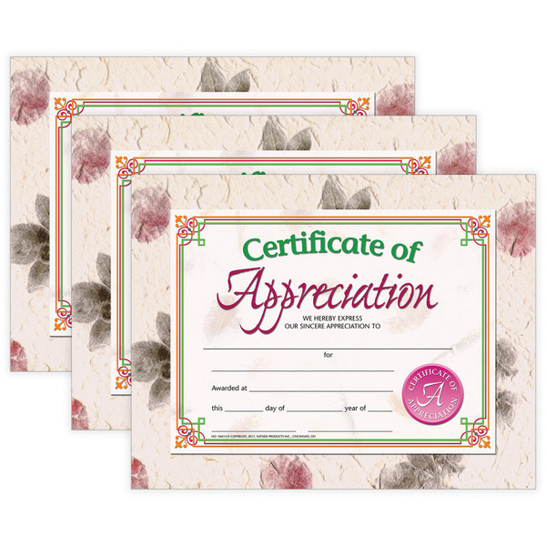 Hayes Certificate Of Appreciation, 30 Per Pack, 3 Packs H-VA614-3
