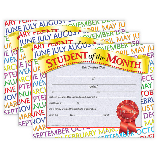 Hayes Student Of The Month Certificate, 8.5" X 11", 30 Per Pack, 3 Packs H-VA628-3