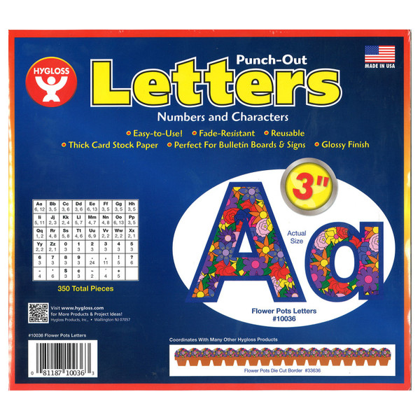 Hygloss Flower Pots Punch-Out Letters, 350 Pieces HYG10036