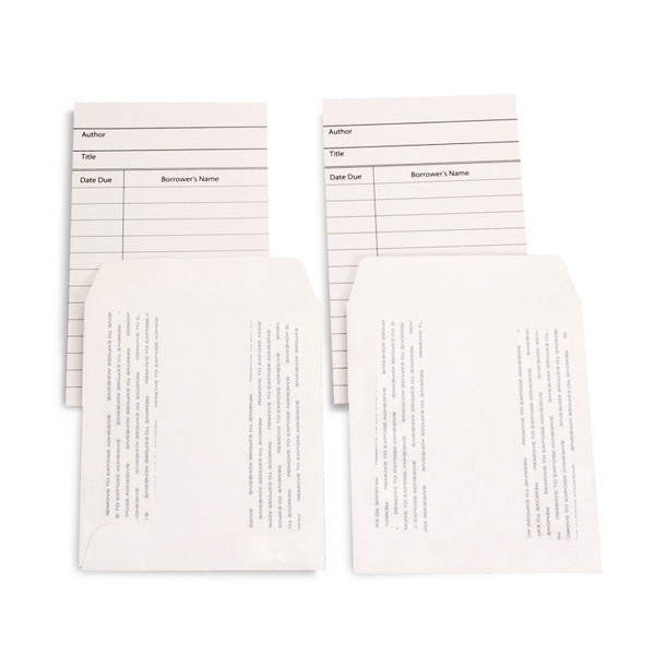 Hygloss Library Cards & Self-Adhesive Pockets Combo, White, 150 Each/300 Pieces HYG61161