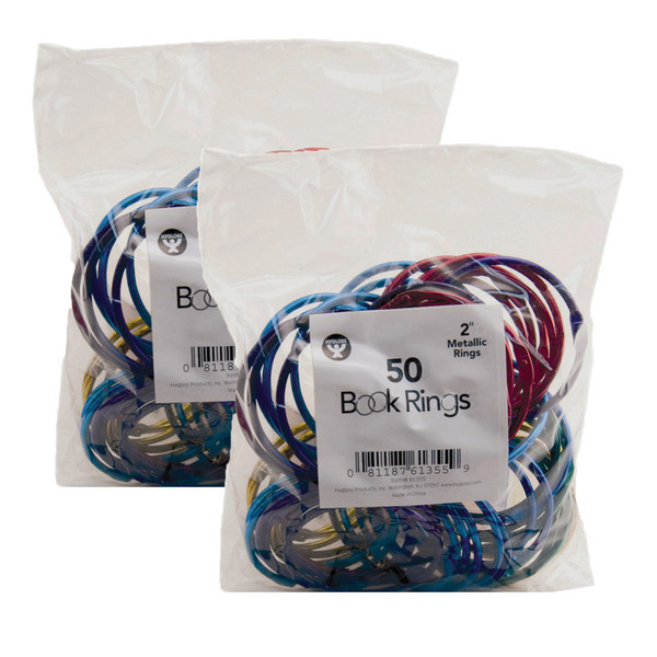 Hygloss Book Rings, 2 Inch, 50 Per Pack, 2 Packs HYG61355-2