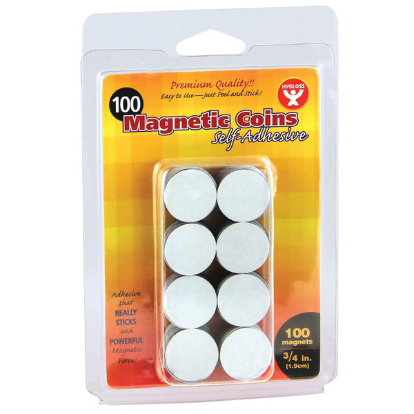 Hygloss Self-Adhesive Magnetic Coins- 100, 3/4" Coins HYG61400