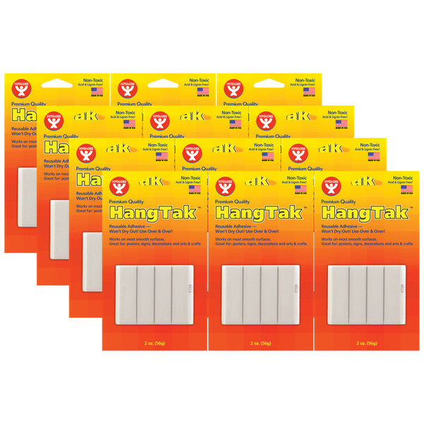 Hygloss Hangtak Reusable Adhesive, White, 2 Oz. Per Pack, 12 Packs HYG6503-12