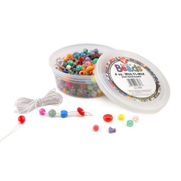 Hygloss Bucket O Beads, Multi-Mix, Assorted Sizes, 4 Oz HYG6826