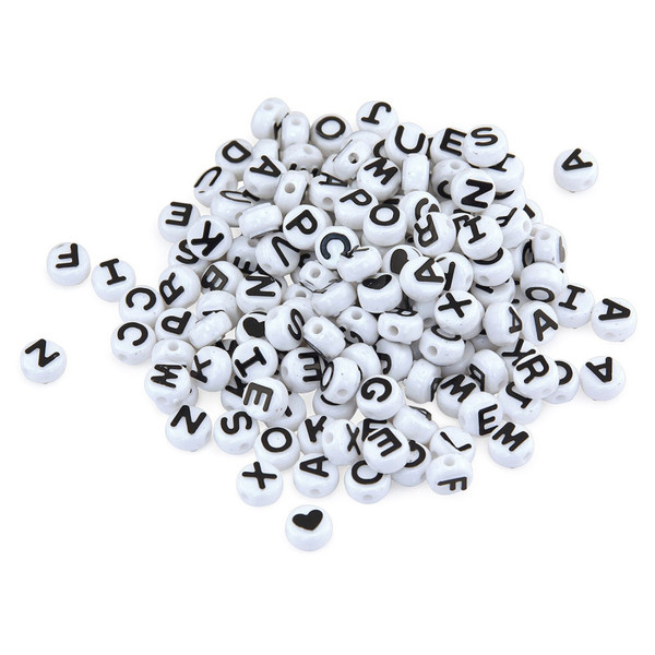 Hygloss Abc Beads, Black And White, 300 Count HYG69301