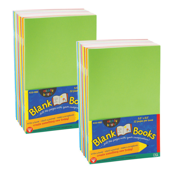 Hygloss Blank Paperback Books, 5.5" X 8.5", Assorted Colors, 10 Per Pack, 2 Packs HYG77705-2