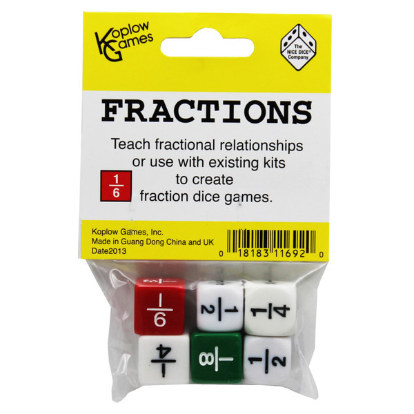 Koplow Fraction Dice Set, Pack Of 6 KOP11692