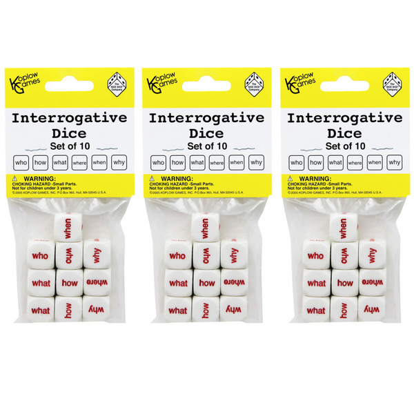 Koplow Interrogative Dice, 10 Per Set, 3 Sets KOP12090-3