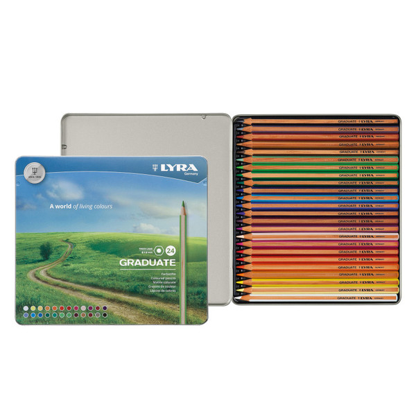 Lyra Graduate Colored Pencils Set Tin, Assorted Colors, 24 Pieces LYXL2871240