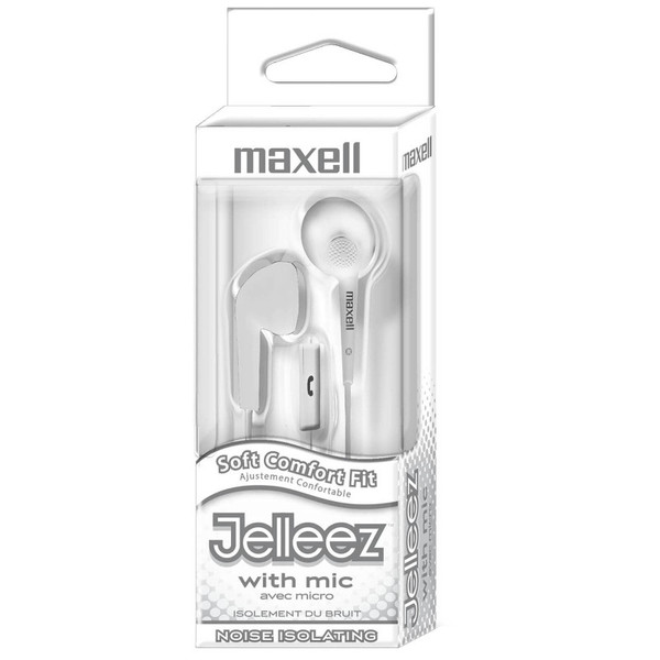 Maxell Jelleez Soft Earbuds With Mic, White MAX199728