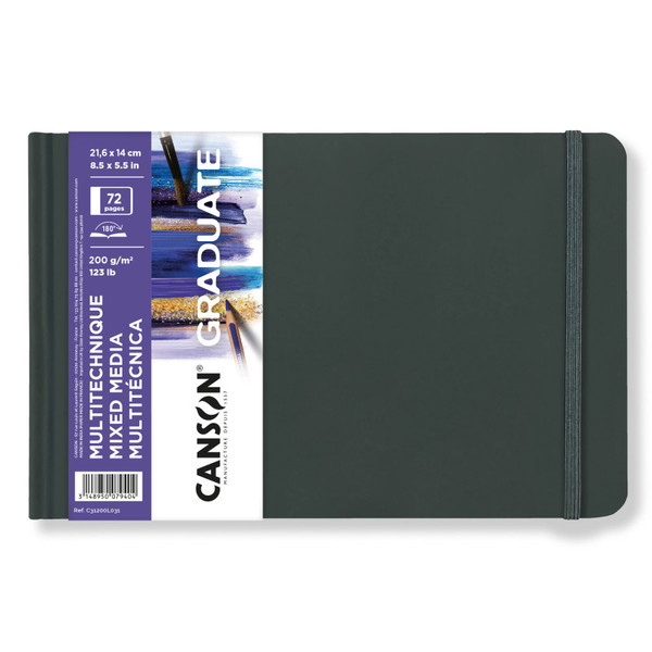 Canson Graduate Mixed Media Art Book, Hard Cover Binding, 36 Sheet, 8.5X5.5 Inch, 1 Count MCX31200L031