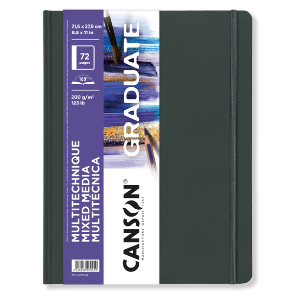 Canson Graduate Mixed Media Art Book, Hard Cover Binding, 36 Sheet, 8.5X11 Inch, 1 Count MCX31200L032