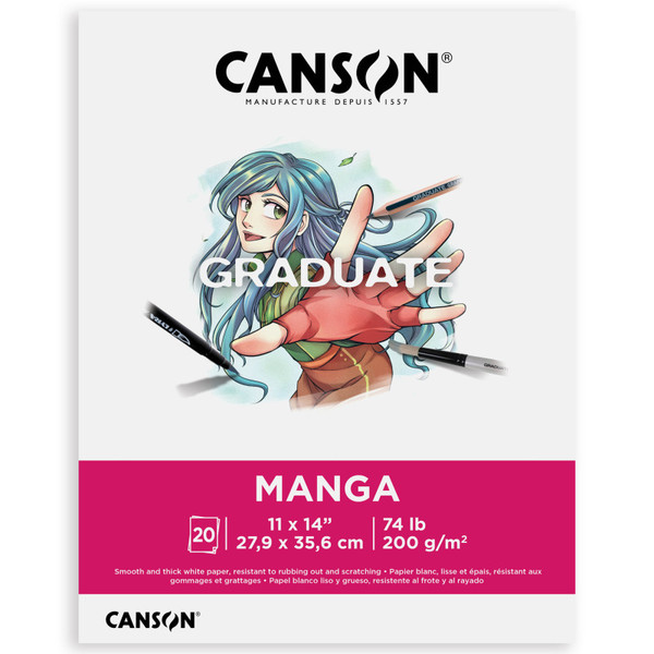 Canson Graduate Manga Pad, Foldover Binding, 20 Sheet, 11X14 Inch, 1 Count MCX31250P071