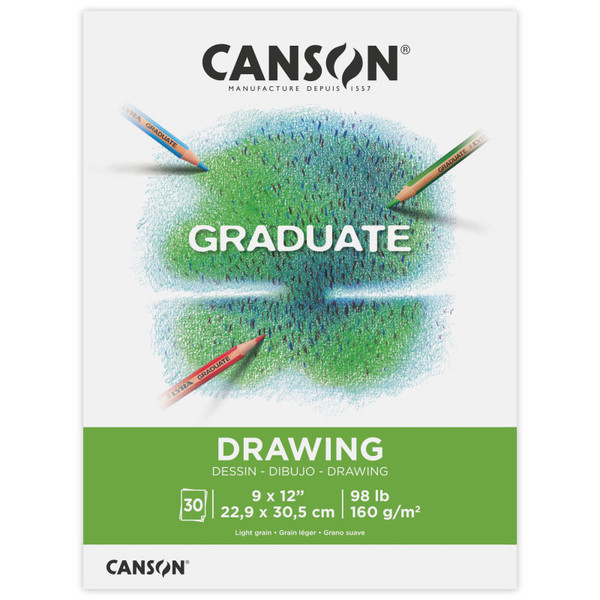 Canson Graduate Drawing Pad, Foldover Binding, 30 Sheet, 9X12 Inch, 1 Count MCX525008000