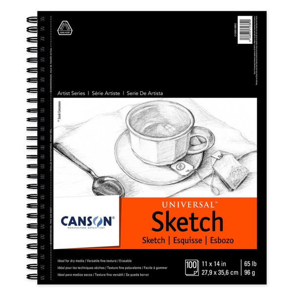 Canson Artist Series Universal Sketch Pad, Side Wire Binding, 100 Sheet, 11X14 Inch, 1 Count MCXC100510852