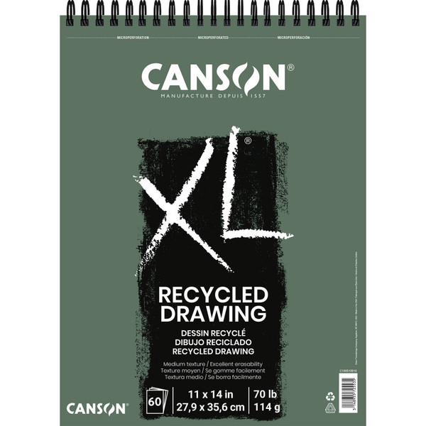 Canson Xl Series Drawing Pad, Recycled, Top Wire Binding, 60 Sheet, 11X14 Inch, 1 Count MCXC100510916