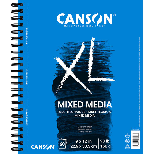 Canson Xl Series Mixed Media Pad, Side Wire Binding, 60 Sheet, 9X12 Inch, 1 Count MCXC10051092703