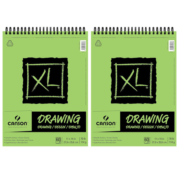 Canson Xl Series Drawing Pad, Top Wire Binding, 60 Sheet, 11X14 Inch, Pack Of 2 MCXC100510937-2