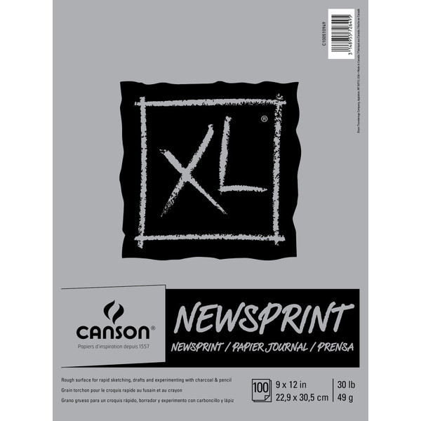 Canson Xl Series Newsprint Pad, Tape Binding, 100 Sheet, 9X12 Inch, 1 Count MCXC100510949