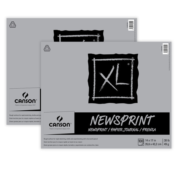 Canson Xl Series Newsprint Pad, Tape Binding, 100 Sheet, 14X17 Inch, Pack Of 2 MCXC100510950-2