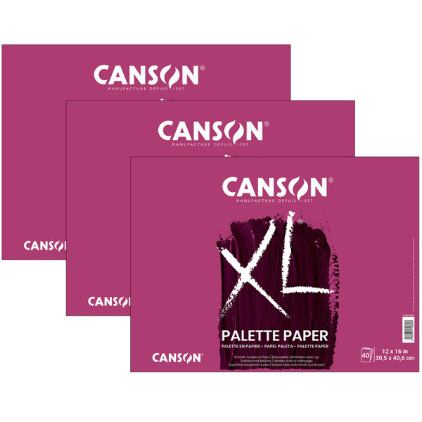 Canson Xl Series Palette Pad, Foldover Binding, 40 Sheet, 12X16 Inch, Pack Of 3 MCXC100510955-3