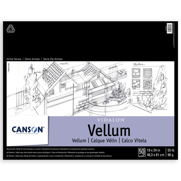 Canson Artist Series Vidalon Vellum Pad, Translucent, Foldover Binding, 50 Sheet, 19X24 Inch, 1 Count MCXC100510986