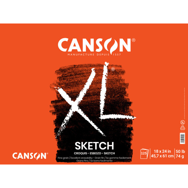 Canson Xl Series Sketch Pad, Foldover Binding, 25 Sheet, 18X24 Inch, 1 Count MCXC100511076