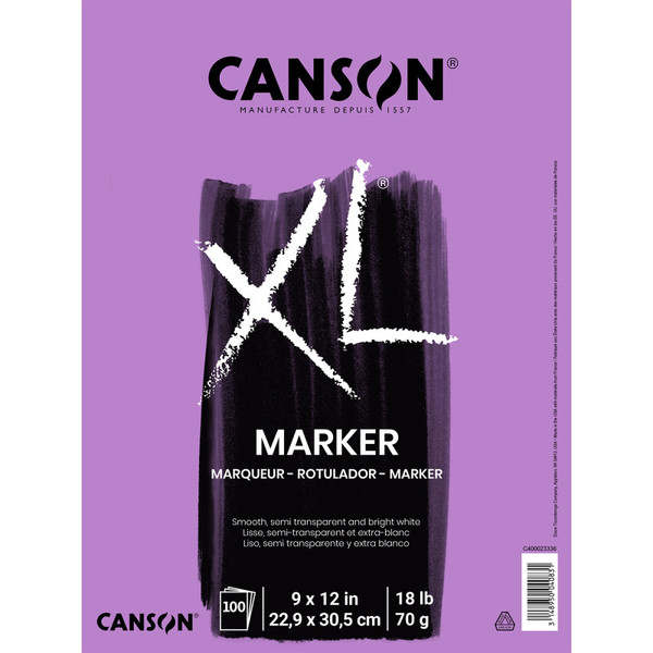 Canson Xl Series Marker Pad, Foldover Binding, 100 Sheet, 9X12 Inch, 1 Count MCXC40002333603