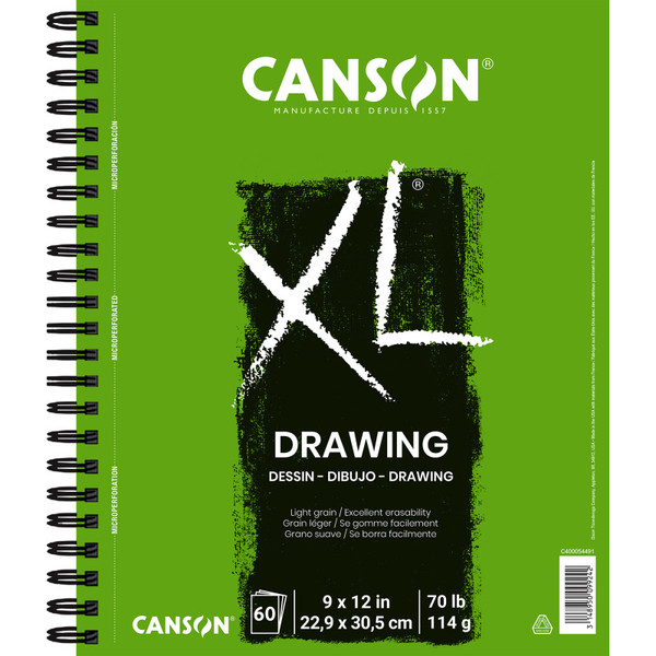 Canson Xl Series Drawing Pad, Side Wire Binding, 60 Sheet, 9X12 Inch, 1 Count MCXC40005449103