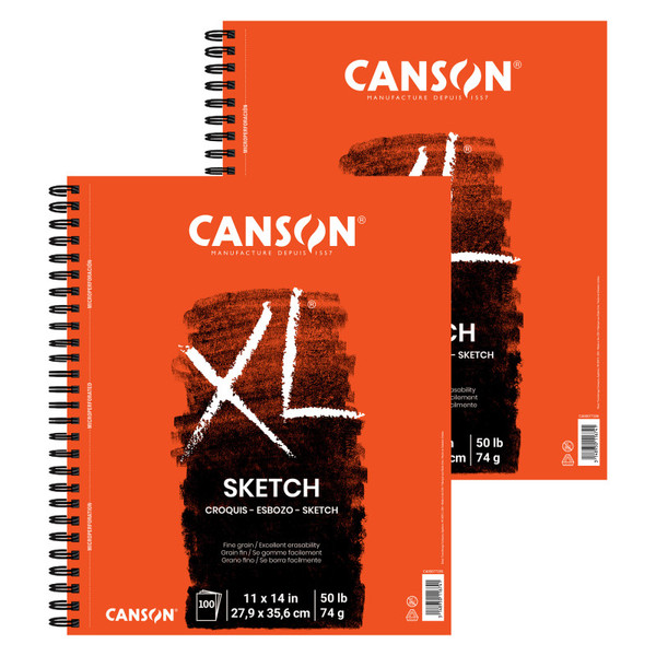 Canson Xl Series Sketch Pad, Side Wire Binding, 100 Sheet, 11X14 Inch, Pack Of 2 MCXC400077359-2