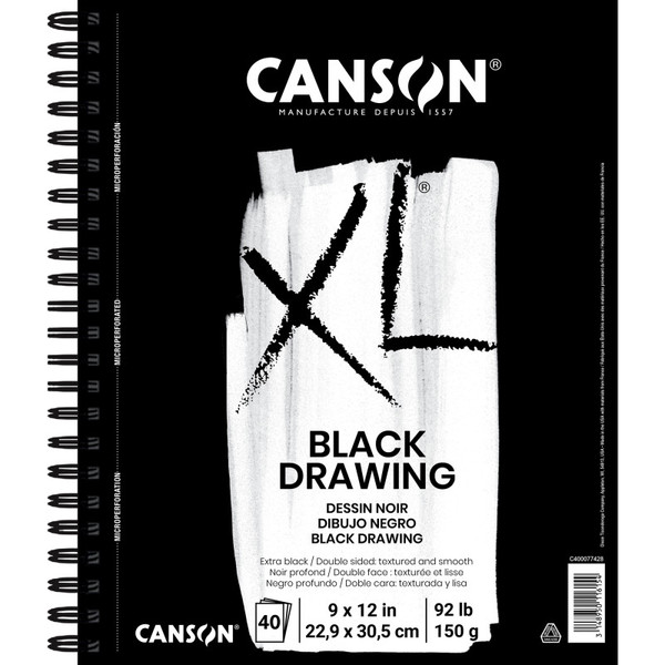 Canson Xl Series Drawing Pad, Black, Side Wire Binding, 10 Sheet, 9X12 Inch, 1 Count MCXC40007742803