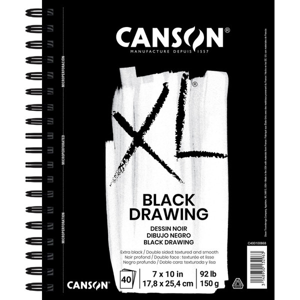 Canson Xl Series Drawing Pad, Black, Side Wire Binding, 10 Sheet, 7X10 Inch, 1 Count MCXC40010086806