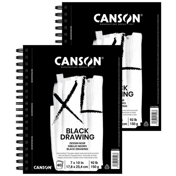 Canson Xl Series Drawing Pad, Black, Side Wire Binding, 10 Sheet, 7X10 Inch, Pack Of 2 MCXC40010086806-2