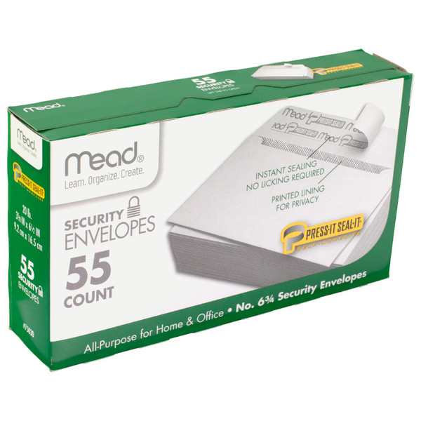 Mead Press-It Seal-It Security Envelopes, #6.75, 55 Count MEA75030