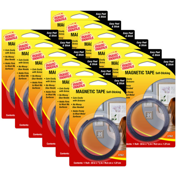 Magic-Mounts Magnetic Tape, 1/2" X 30" Roll, Pack Of 12 MIL3762-12