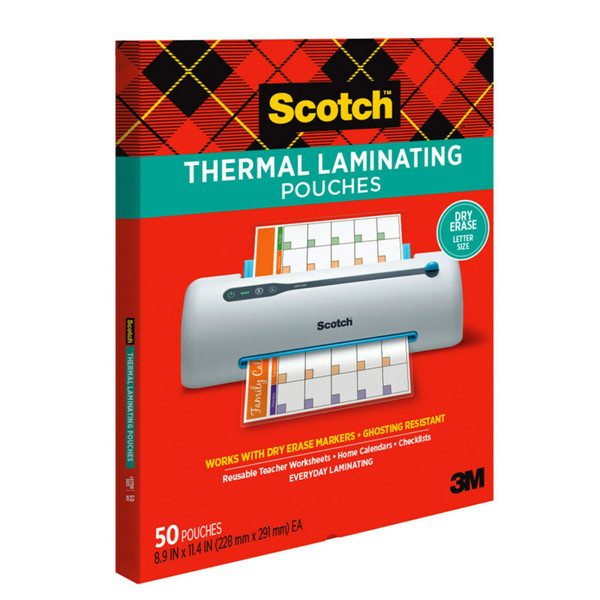 Scotch Dry Erase Thermal Laminating Pouches - 50 Count MMMTP385450DE