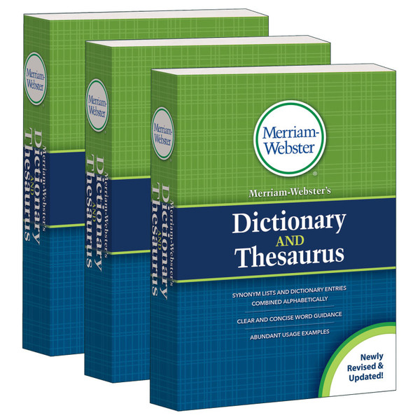 Merriam-Webster Merriam-Webster'S Dictionary And Thesaurus, Mass-Market Paperback, 2020 Copyright, Pack Of 3 MW-2932-3