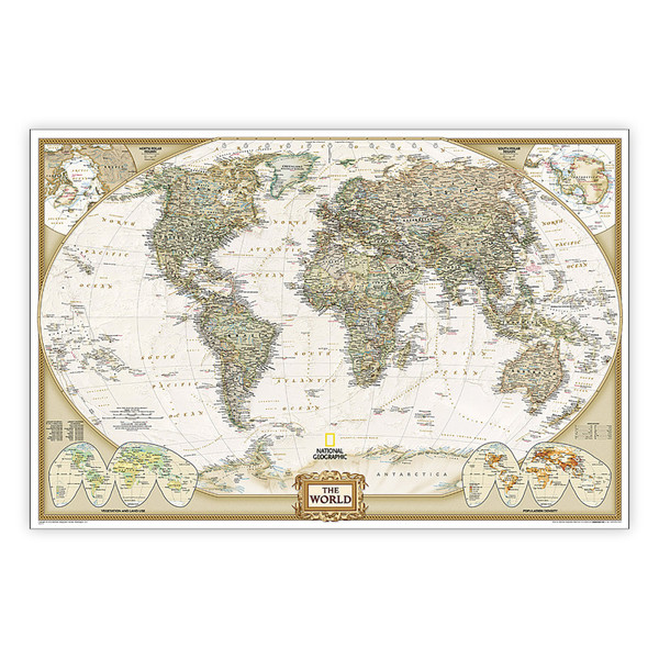 National World Executive Map, Poster Size And Laminated, 36" X 24" NGMRE01020376