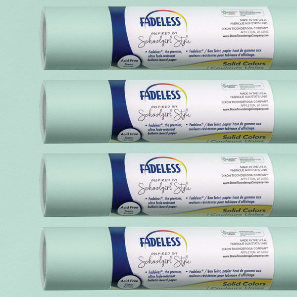 Fadeless Schoolgirl Style Bulletin Board Paper, 48" X 12', Mint To Be, 4 Rolls PAC0040198