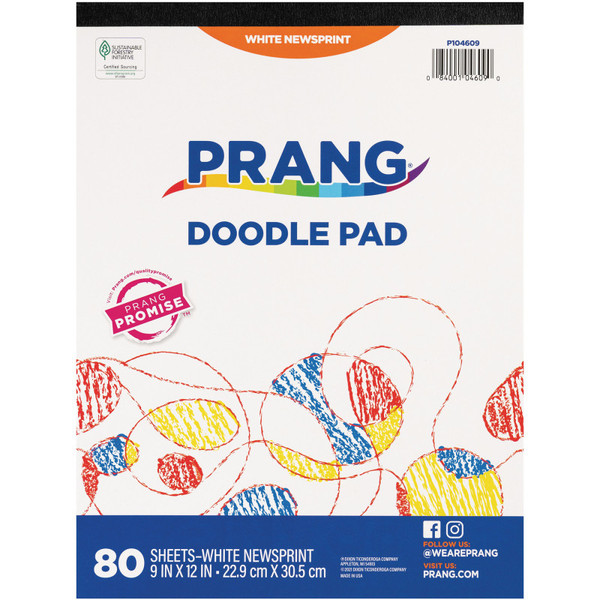 Prang Doodle Pad, White, 9" X 12", 80 Sheets PAC104609